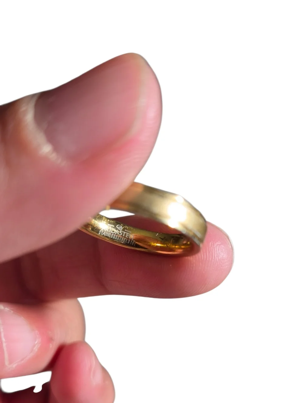 Size 8 Vintage 1988 Frida Steel Stainless Steel Gold-tone Men's Wedding Band